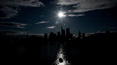 Sunset in Frankfurt in June. ING's Blom argues many of the weaknesses attributed to Europe are exaggerated.