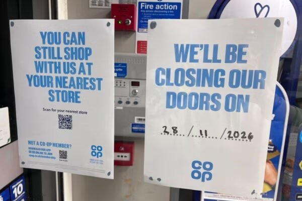 Co-op Peverell store closing announcement