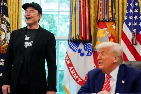 Elon Musk and President Donald Trump in the Oval Office on May 30, 2025