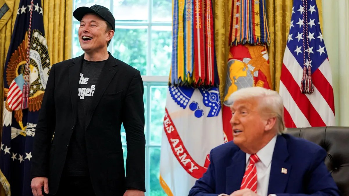 Elon Musk and President Donald Trump in the Oval Office on May 30, 2025