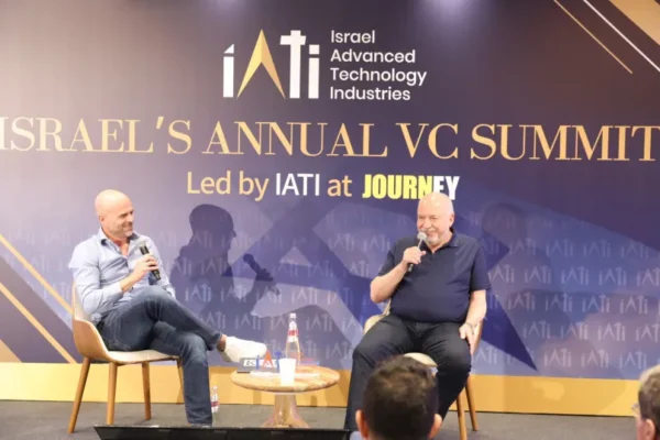 Yisrael Beytenu chairman Avigdor Liberman (right) speaks at IATI’s annual venture capital summit, held during EY’s Journey 2026 conference.