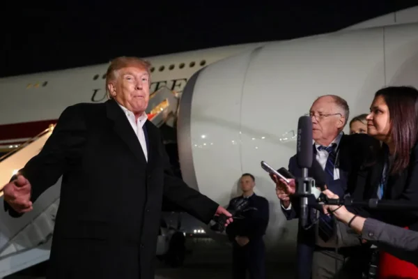 US President Donald Trump speaks to members of the media upon arrival at Joint Base Andrews after his visit to Texas, in Maryland, US, October 28, 2026