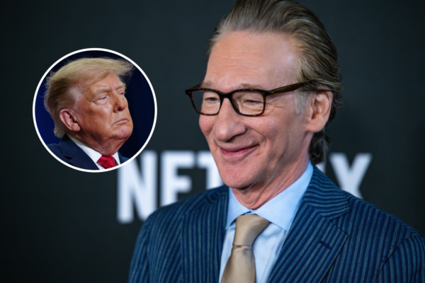Bill Maher attends the 27th Mark Twain Prize For American Humor Gala at The Kennedy Center in Washington, D.C. on Sunday, June 28, 2026. Inset: Donald Trump.