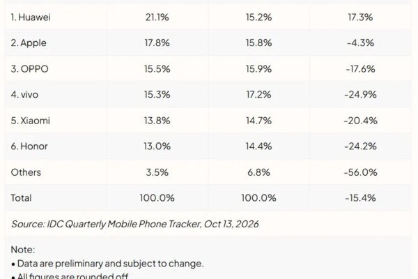 China Smartphone Shipments Fall Around 15% as Memory Costs Drive Up Prices