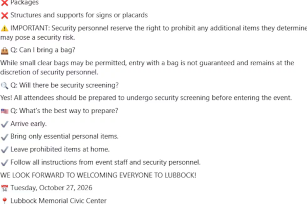 Know before you go: President Donald J. Trump rally set for Oct. 27 at Lubbock Memorial Civic...