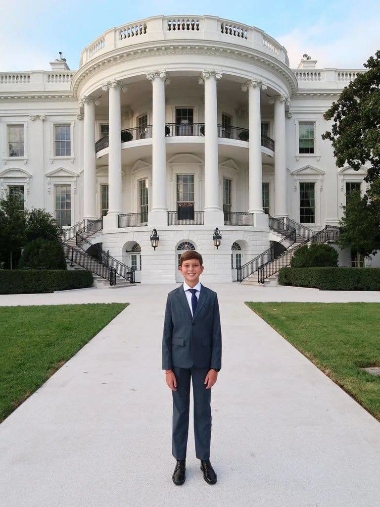 Joseph Kushner poses outside the White House on the south lawn